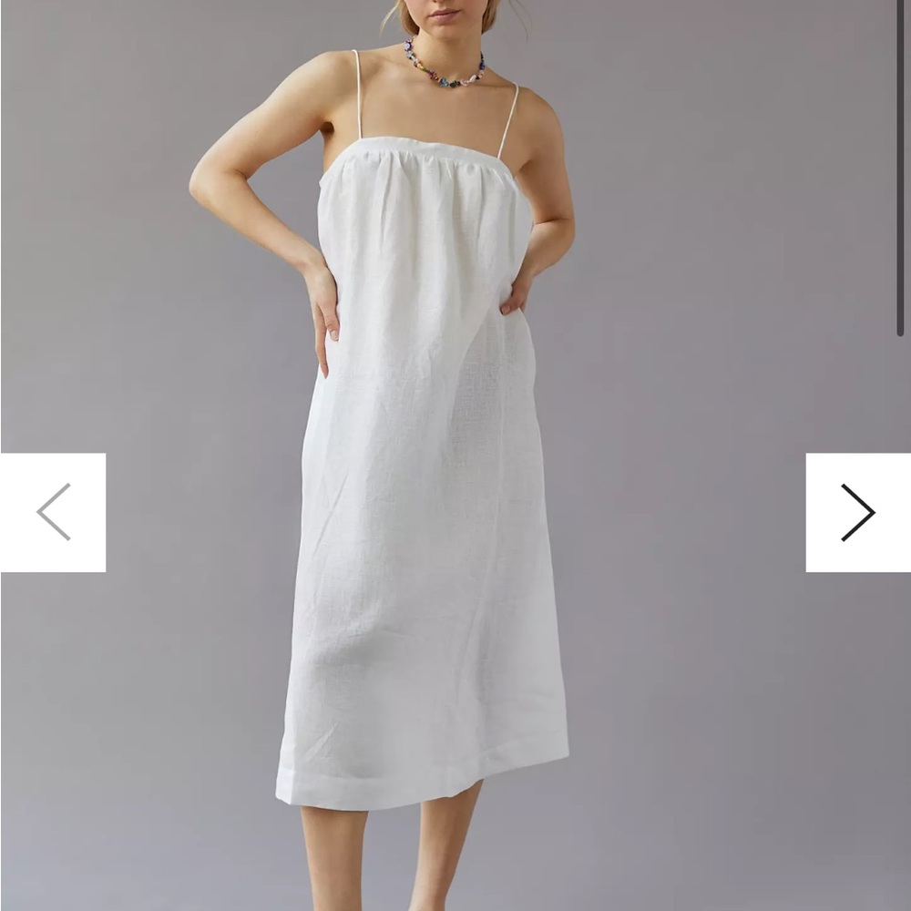 Urban Outfitters Sheer Linen White Midi Dress